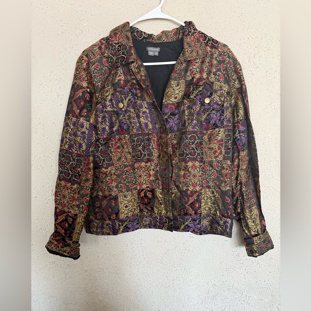 Vintage Tapestry Patchwork Jacket Oversized Boho … - image 1